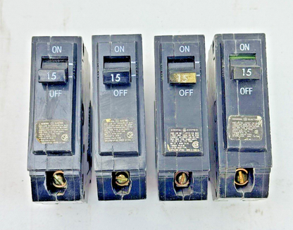 GE **LOT OF 4** - THQB115 - CIRCUIT BREAKERS - 1 POLE, 15 A, 240 VAC, TYPE THQB