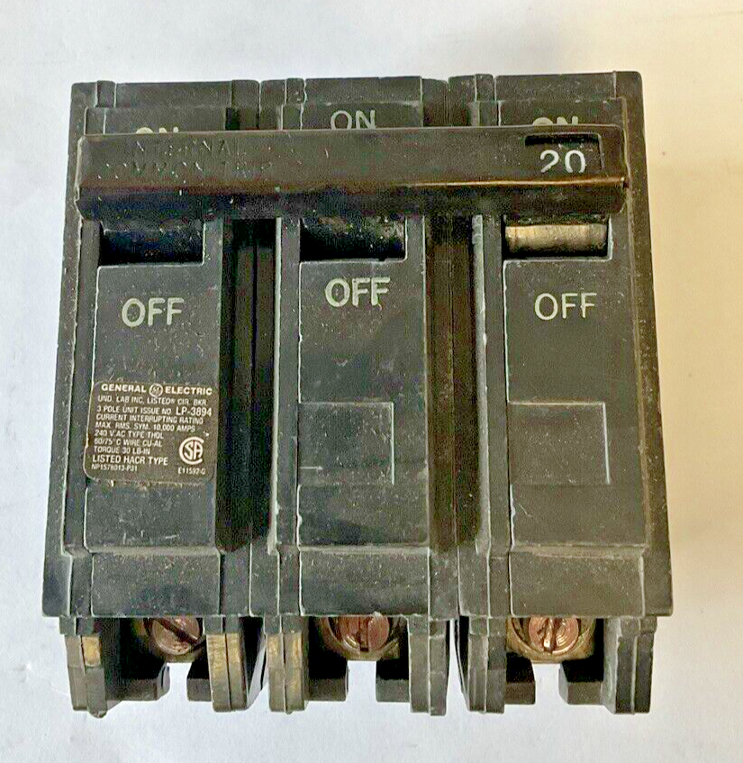 GENERAL ELECTRIC THQL32020 CIRCUIT BREAKER 20A 3POLE 240VAC