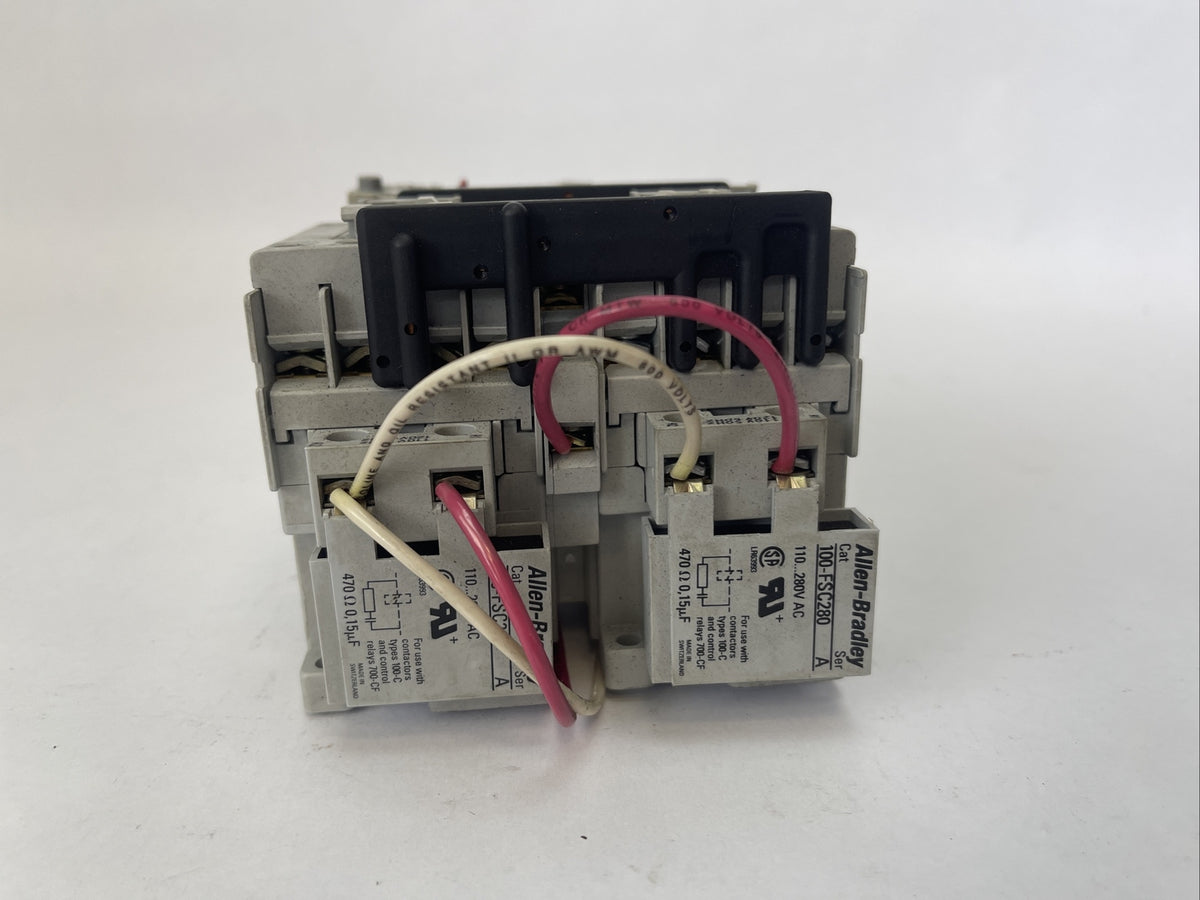 ALLEN BRADLEY REVERSING STARTER 100-C16*10 CONTACTOR 193-EA1HC & 193-EA1EB RELAY