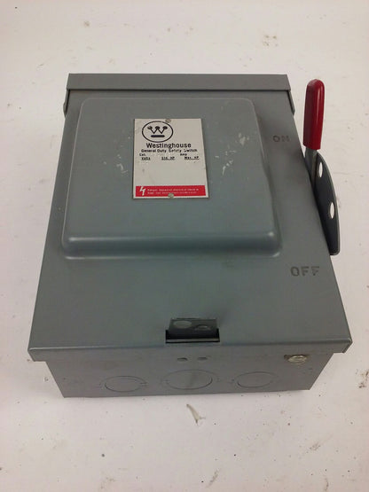 WESTINGHOUSE RGUN221 SAFETY SWITCH, 30A, 240V, 2P, NON FUSE, TYPE 3R RAINPROOF