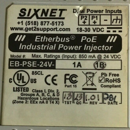 ETHERBUS SIXNET EB-PSE-24V INDUSTRIAL ETHERNET POWER INJECTOR