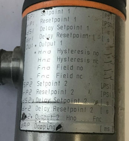 IFM PN7226 PRESSURE SENSOR 300PSI 1/4NPT 30VDC