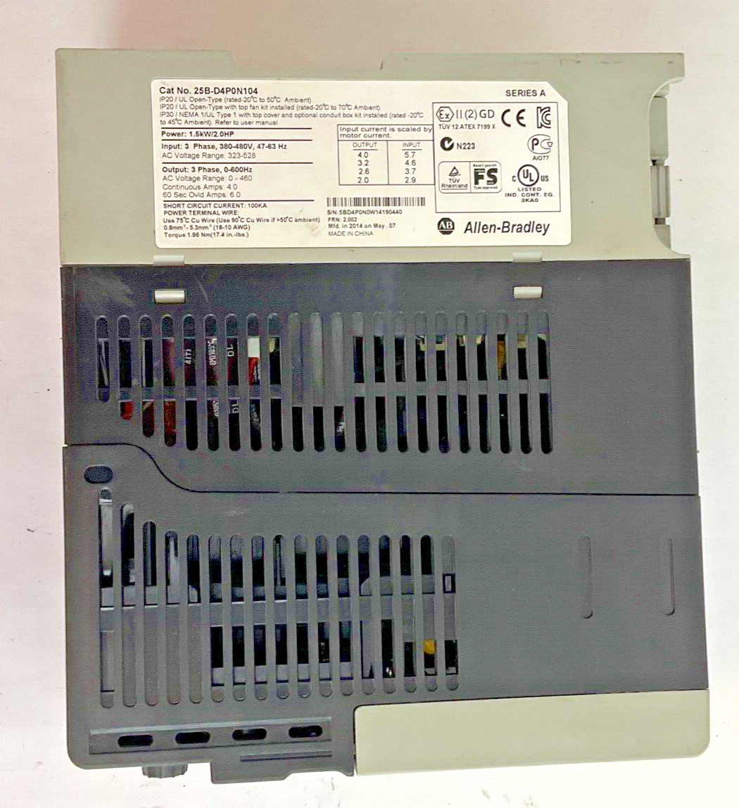 ALLEN BRADLEY 25B-D4P0N104 POWERFLEX 250 FRN:2.002 SER.A 480V 2HP  AC DRIVE