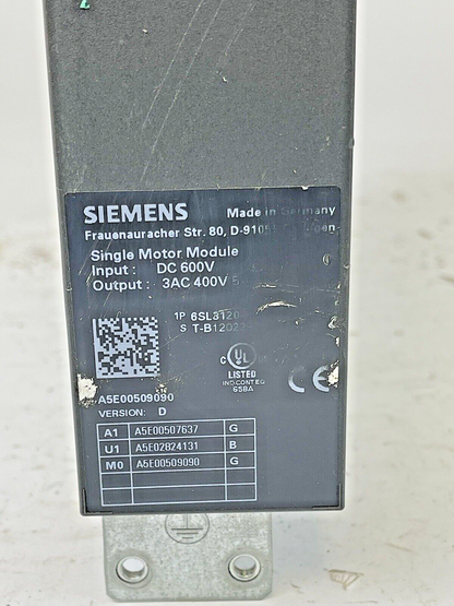 SIEMENS 6SL 3120-1TE15-0AA3  SINAMICS SINGLE MOTOR MODULE  5A 600VDC