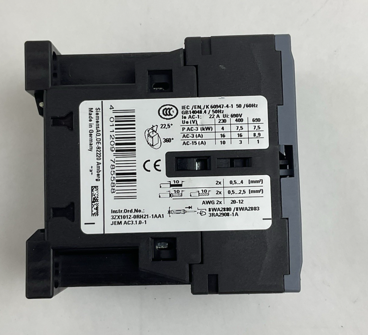 SIEMENS POWER CONTACTOR 3RT2018-2BB41 / 24V DC