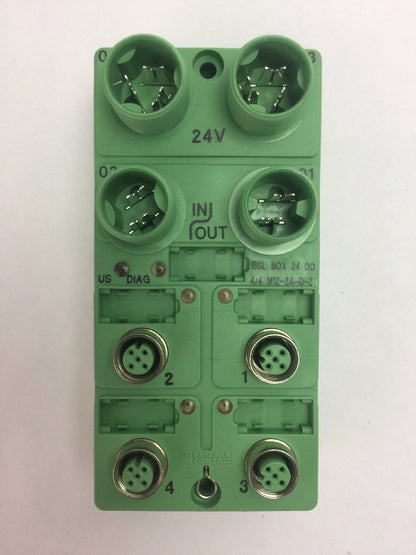 PHOENIX CONTACT IBSL BOX 24 DO 4/4 M12-2A-D-2 I/O MODULE 4 DIGITAL OUTPUT 24VDC