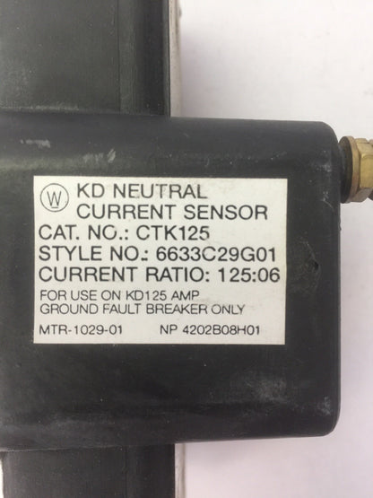 WESTINGHOUSE CTK125 6633C29G01 NUETRAL CURRENT SENSOR FOR USE ON KD125 AMP
