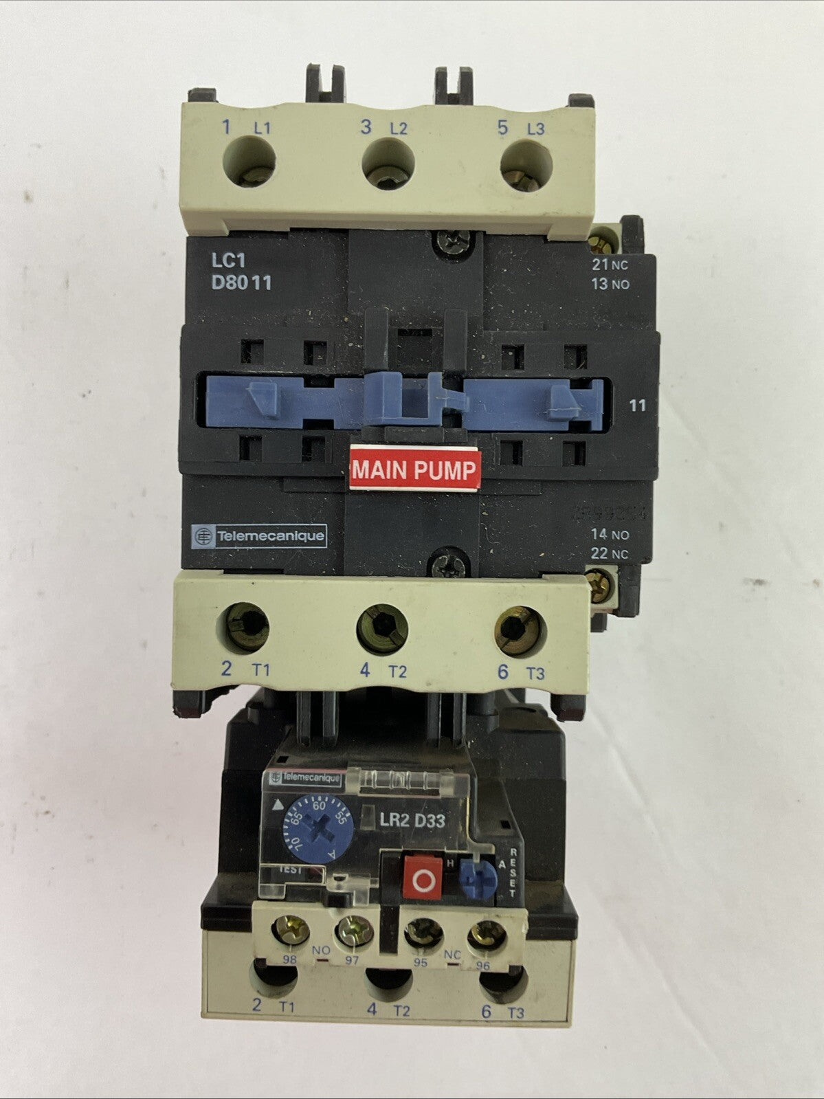 TELEMECHANIQUE STARTER (LC1 D80 11 CONTACTOR 600VAC COIL 120V+LR2 D3361 55-70A)