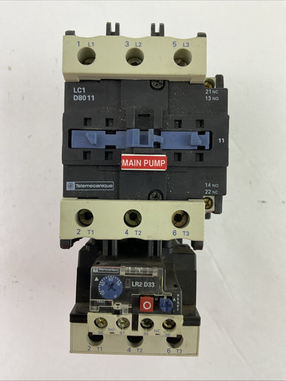 TELEMECHANIQUE STARTER (LC1 D80 11 CONTACTOR 600VAC COIL 120V+LR2 D3361 55-70A)