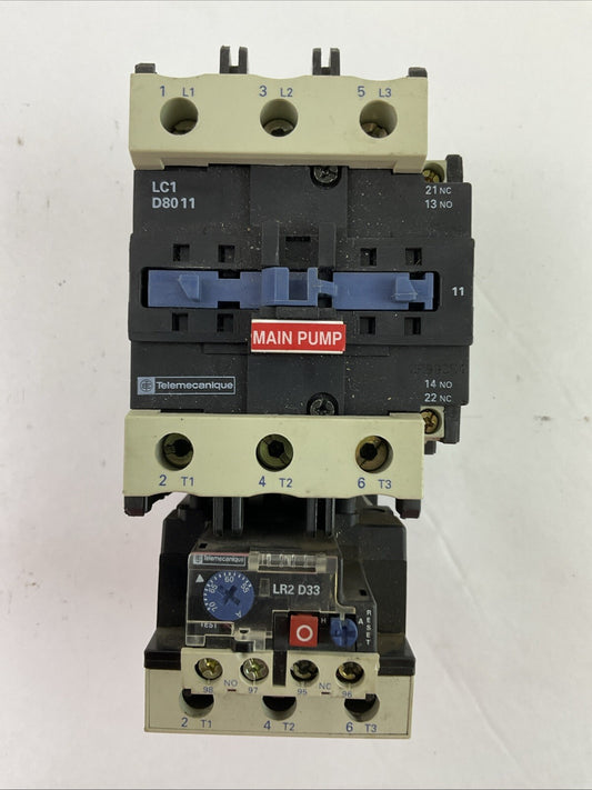 TELEMECHANIQUE STARTER (LC1 D80 11 CONTACTOR 600VAC COIL 120V+LR2 D3361 55-70A)