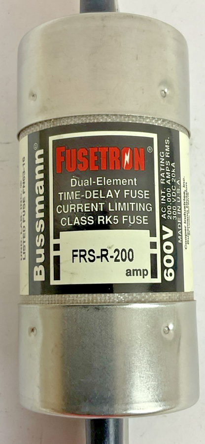BUSS FRS-R-200 TIME DELAY FUSE 200A 600V 300VDC 20KA RK5