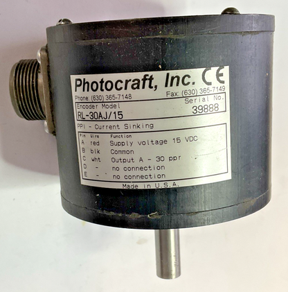 PHOTOCRAFT RL-30AJ/15 ENCODER 15VDC 30PPR
