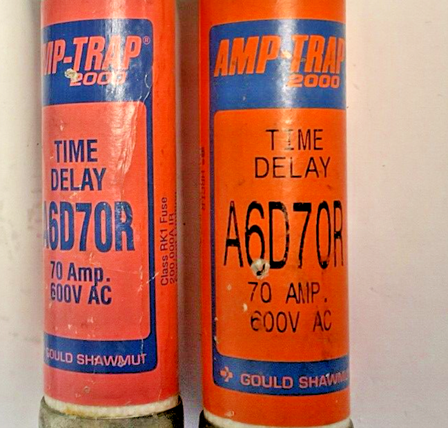 GOULD SHAWMUT A6D70R 70A TIME DELAY 600VAC AMP-TRAP 2000 ***LOTOF2***