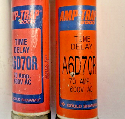 GOULD SHAWMUT A6D70R 70A TIME DELAY 600VAC AMP-TRAP 2000 ***LOTOF2***