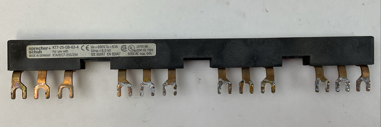 SPRECHER + SCHUH KT7-25-DB-63-4 TERMINAL BLOCK BUSBAR 600VAC 64A