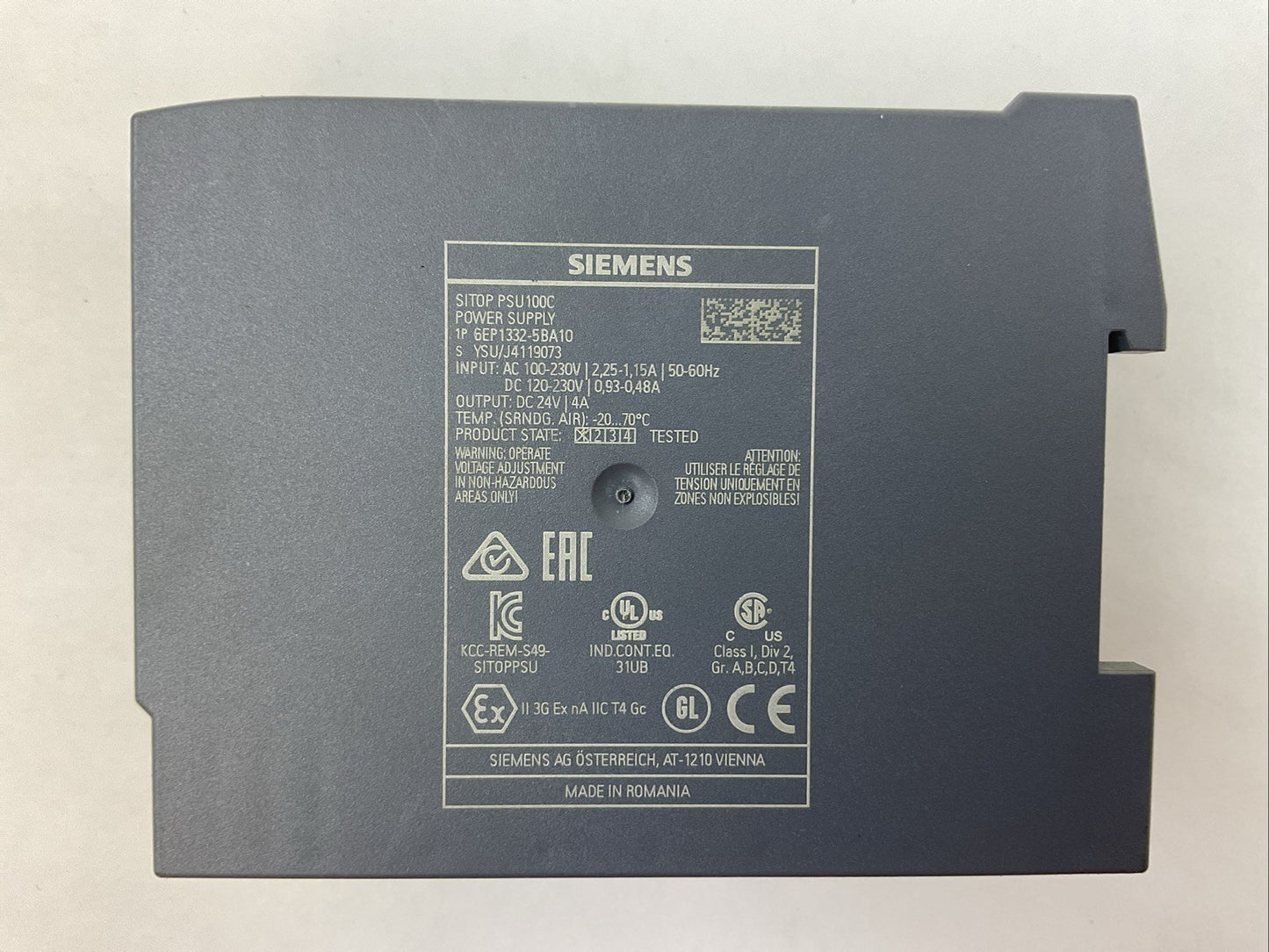 SIEMENS 1P 6EP1332-5BA10 SITOP PSU100C POWER SUPPLY OUTPUT 24VDC 4A
