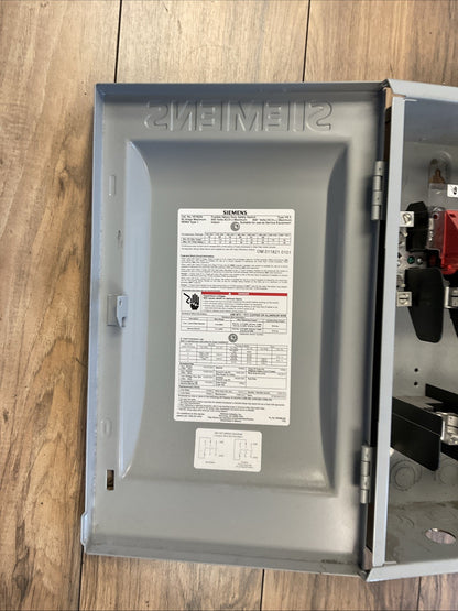 SIEMEN HF362N FUSIBLE SAFETY SWITCH 600VAC 50HP 600VDC 30HP 60A
