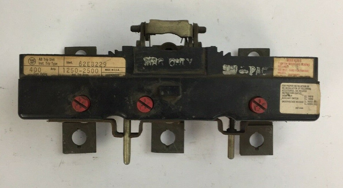 WESTINGHOUSE 62E8229 AB TRIP UNINT 400AMP 1250-2500 INST TRIP AMPS