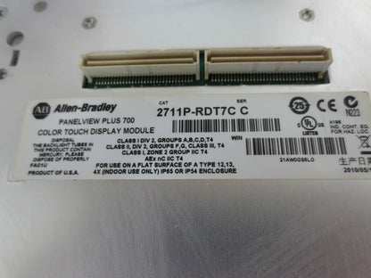 ALLEN-BRADLEY 2711P-RDT7C Ser. C PANELVIEW PLUS w/ 2711P-RP1 Ser. G LOGIC MODULE