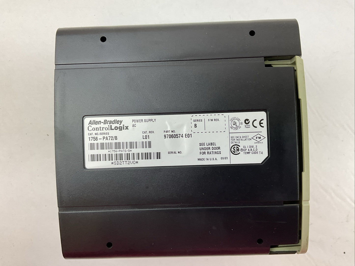 ALLEN-BRADLEY 1756-PA72 SER B CAT REV L01 POWER SUPPLY AC