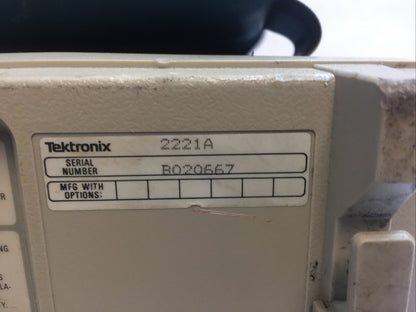 TEKTRONIX 2221A 100MHz DIGITAL STORAGE OSCILLOSCOPE 90-250VAC