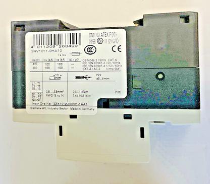 SIEMENS 3RV1011-0HA10 COMBINATION MOTOR CONTROL 0.55-0.8A