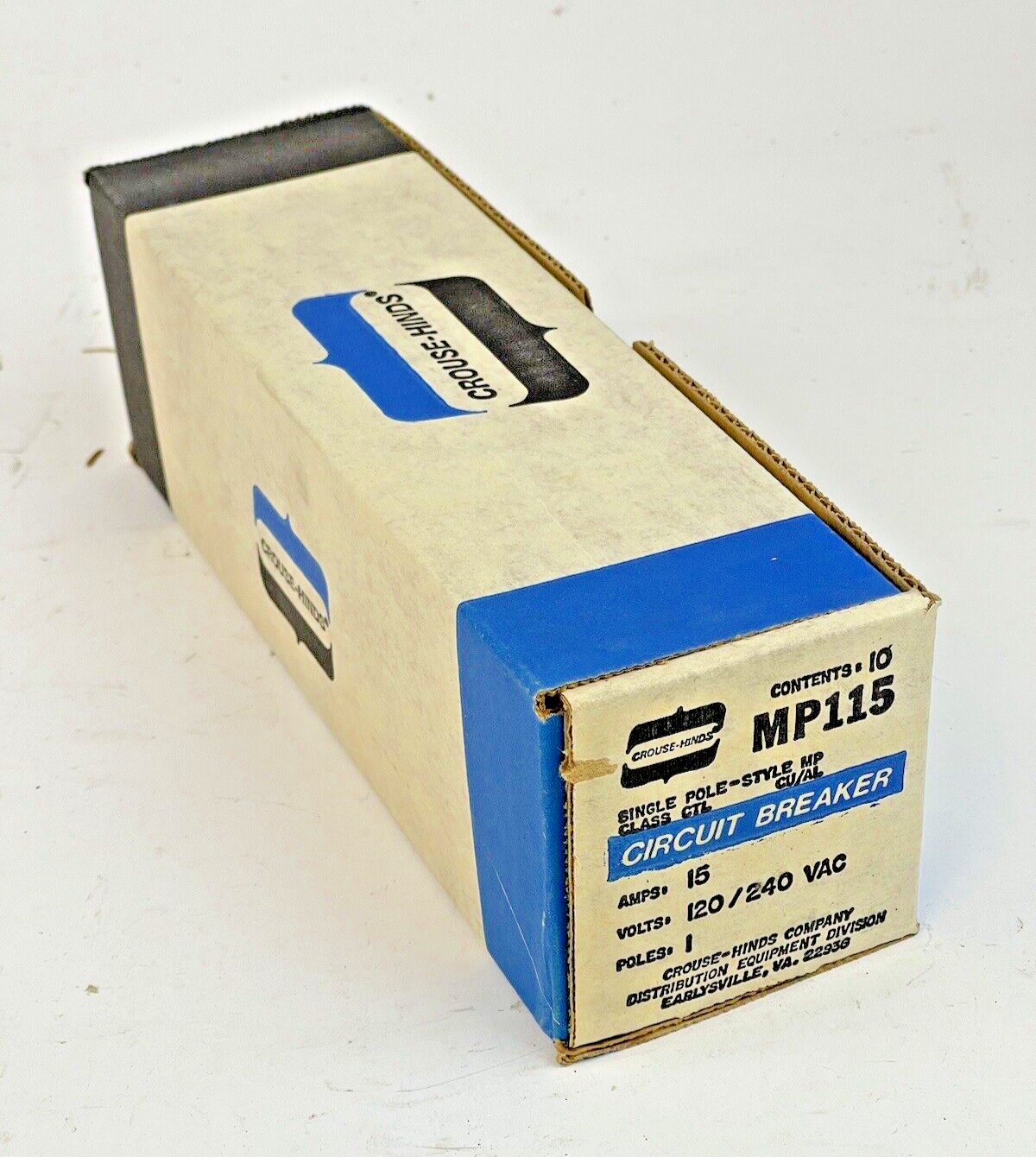 CROUSE-HINDS *BOX OF 10*- MP115, 1 POLE, 15 A, 240 VAC CIRCUIT BREAKER -MURRAY