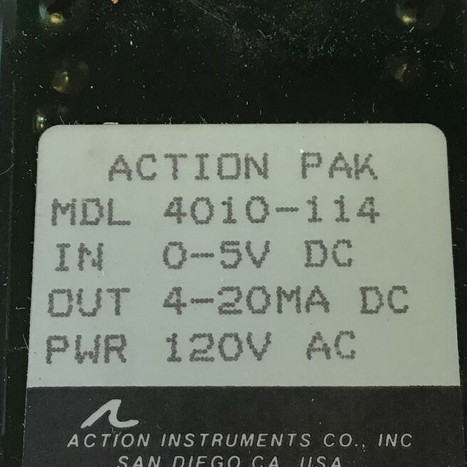 ACTION PAK MDL 4010-114 CONTROL RELAY  120VAC