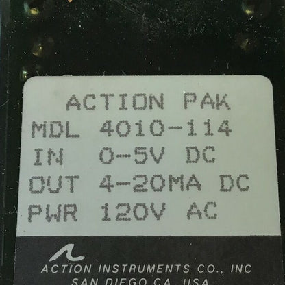 ACTION PAK MDL 4010-114 CONTROL RELAY  120VAC