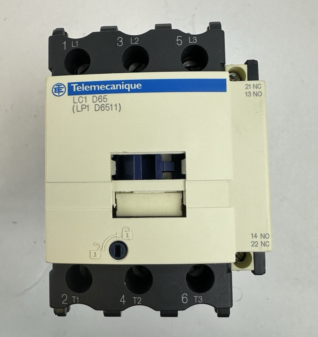 SCHNEIDER TELEMECANIQUE LC1 D65 CONTACTOR 80A 3P 24V DC COIL LP1D6511 50HP