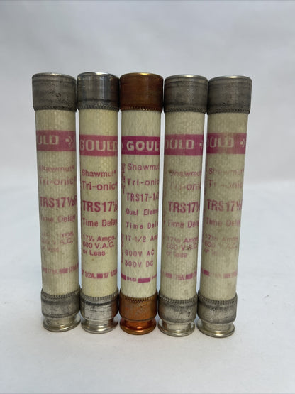 GOULD SHAWMUT TRS17-1/2R TRI-ONIC CLASS RK5 FUSE 600VAC 17-1/2A (LOT OF 5)