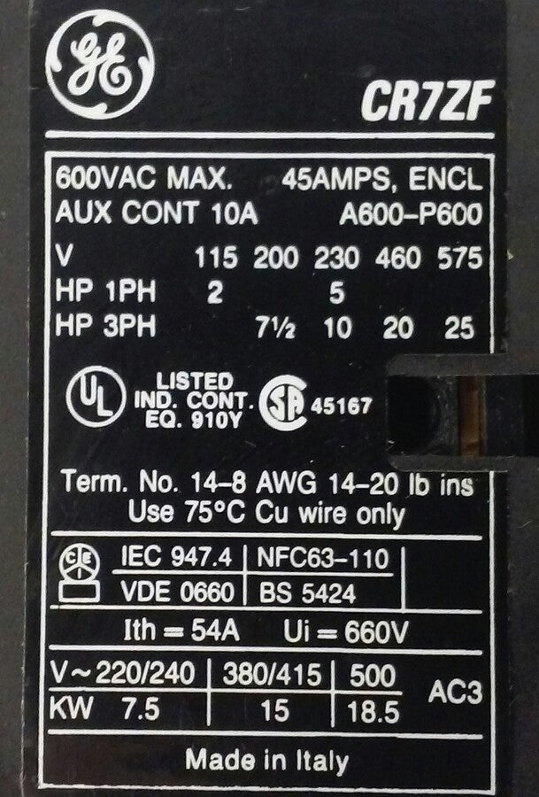 GENERAL ELECTRIC CR7ZFL (NEW SURPLUS)