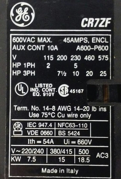 GENERAL ELECTRIC CR7ZFL (NEW SURPLUS)