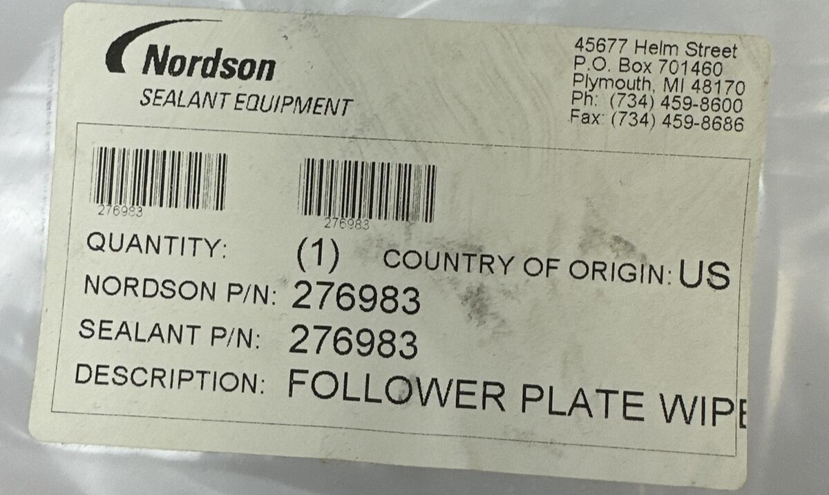 NORDSON 276983 MOLDED SEAL ASSEMBLY