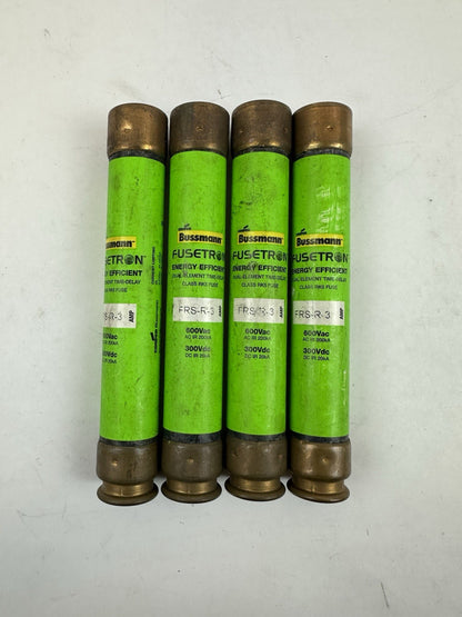 COOPER BUSSMANN FRS-R-3 3A FUSETRON TIME-DELAY CLASS RK5 600V FUSE LOT OF 4