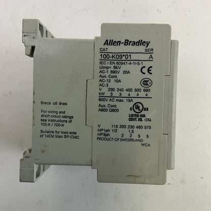 ALLEN BRADLEY 100-K09*01 SER A CONTACTOR COIL 24VDC 600VAC 15A 3PH 5HP