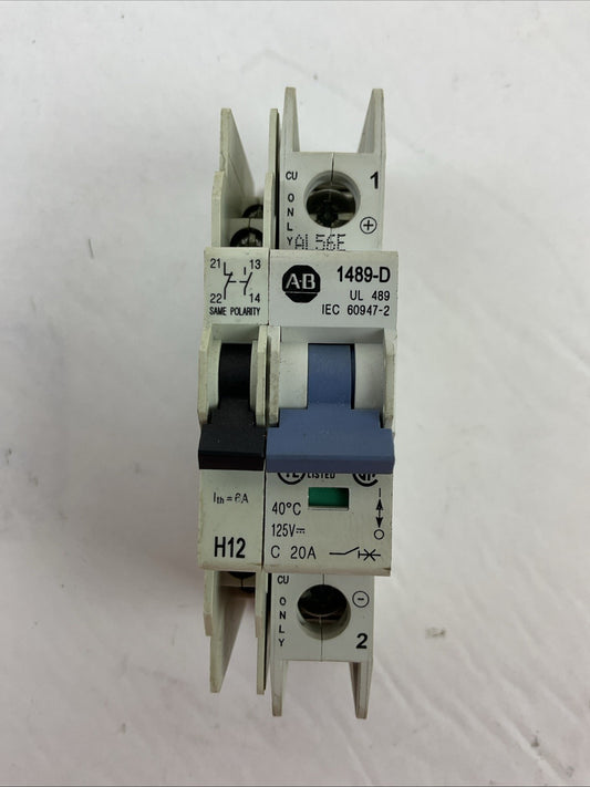 ALLEN-BRADLEY 1489-D1C200 SER A CIRCUIT BREAKER 125VDC 20AMP 1489-ABH12 SER A