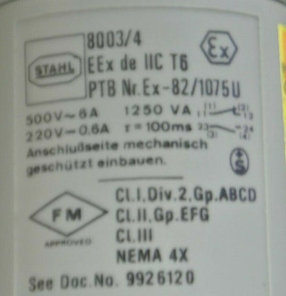 KILLARK 8003/40 PUSHBUTTON SWITCH / IEC 30.5 SERIES / 500V, 6A / NEW  SURPLUS