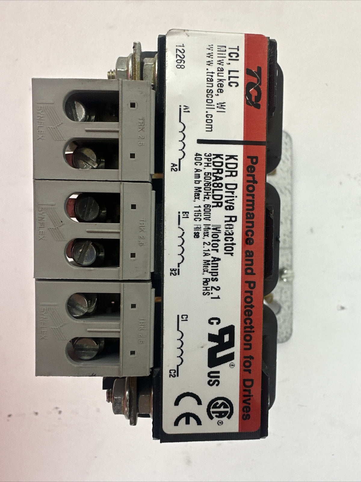 TCI KDRA8LDR KDR DRIVE REACTOR 2.1AMP 3PH 600V