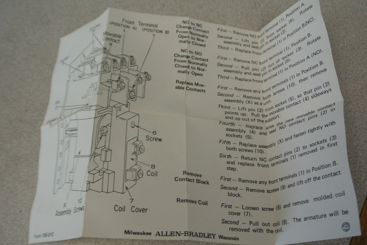 ALLEN-BRADLEY 700-BR400A2 TYPE BR AC RELAY / 240V, 60Hz / 4 N.O. / NEW SURPLUS