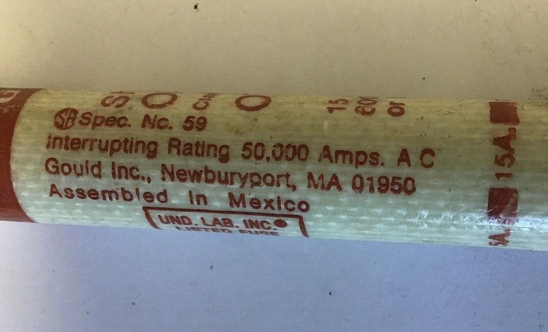 GOULD OTS15 SHAWMUT ONE-TIME FUSE 15A CLASS K5 600VAC***LOTOF6***