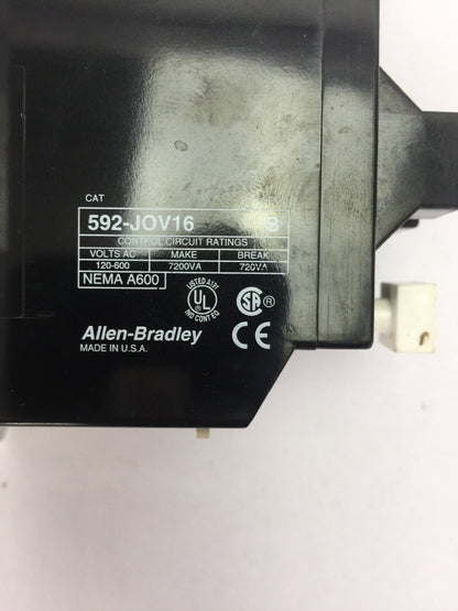 ALLEN BRADLEY 105-A09NDJ0V REVERSING STARTER 100-A09ND3 600VAC 9A 592-J0V16 W33