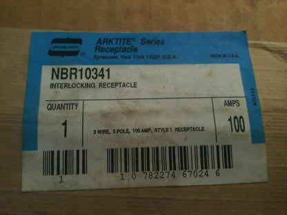 CROUSE HINDS ARKTITE SERIES NBR10341 INTERLOCKING RECEPTACLE 3W 3P 100A STYLE 1