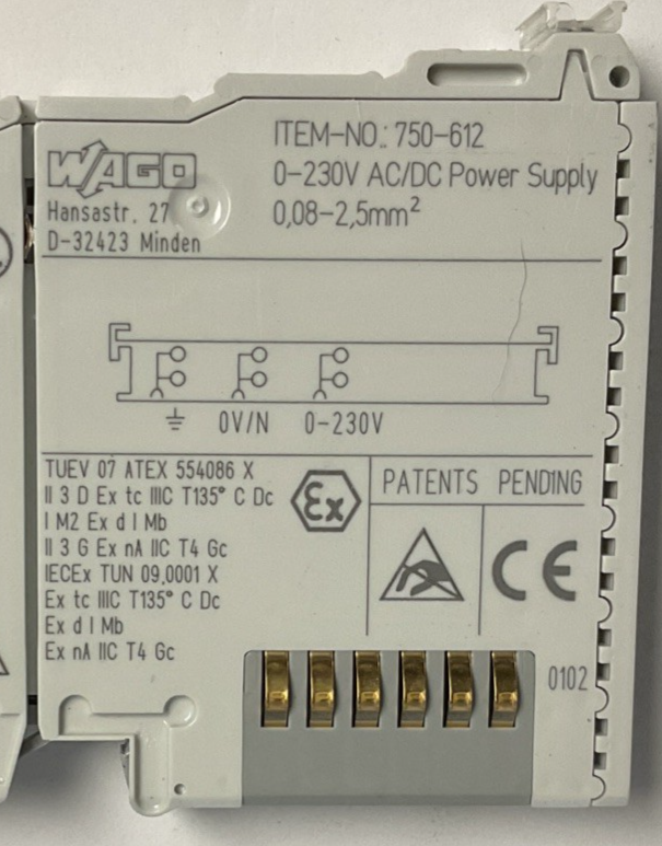 WAGO 750-612 POWER SUPPLY MODULE 230VAC/VDC ***LOT OF 3***