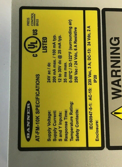 BANNER AT-FM-10K SAFETY RELAY 24VDC**** (PARTS ONLY) NOT WORKING*****