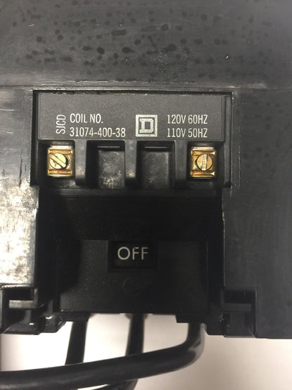 SQUARE D 8736 SE02 SIZE 3 REVERSING STARTER 600VAC 50HP COIL 31074-400-38 120V