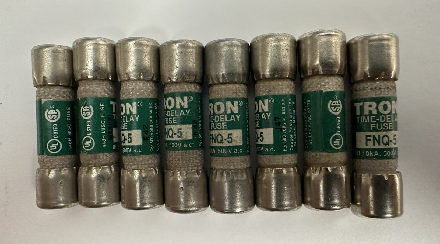 BUSSMANN TRON FNQ-5 TIME DELAY FUSE 5 A 500V *LOT OF 8*