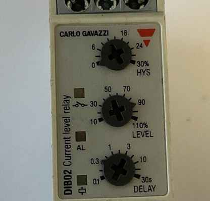CARLO GAVAZZI DIB02CB23150MV CURRENT LEVEL RELAY 115/230VAC 50/60HZ 3VA