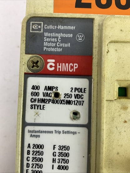 CUTLER HAMMER HM2P400X5M01Z07 CIRCUIT BREAKER 600VAC 250VDC 2POLE 400AMP