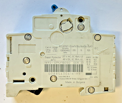 ALLEN BRADLEY 1492-SPM1B050 CIRCUIT BREAKERS SER.D 50/60HZ 277VAC ***LOTOF3***